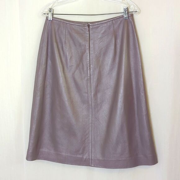 Boyd England Soft Metallic Leather Skirt Pearly Tan Size Large - Picture 3 of 5